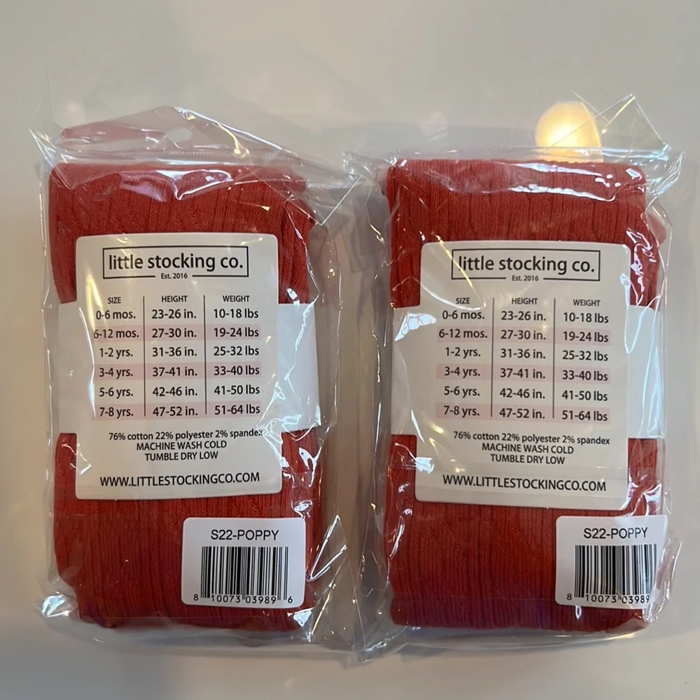 New! Little stockings set of two cable knit tights size 1-2Y